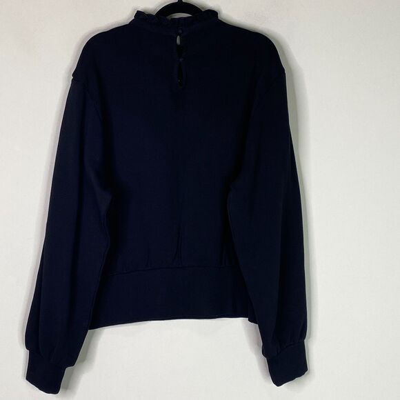 New Express Ruffle Lace Mock Neck Whimsy Goth Sweatshirt Women's Size Large - Picture 2 of 10